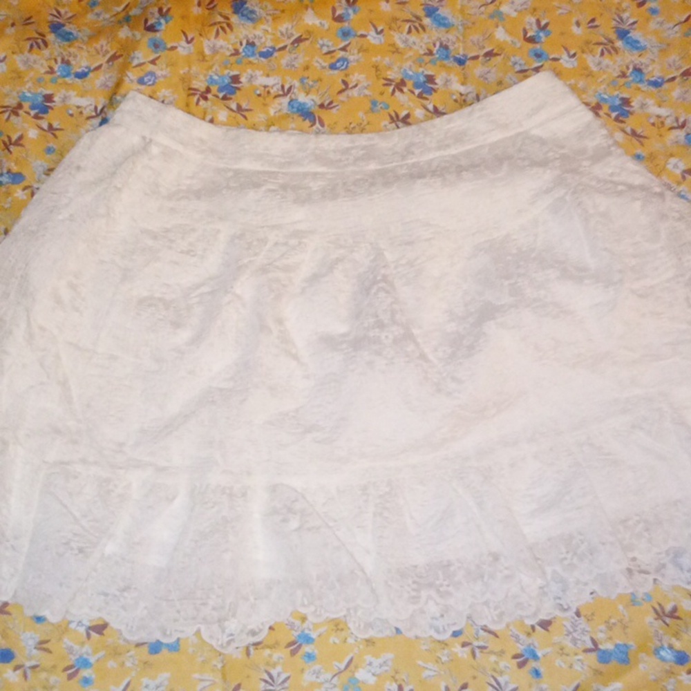 Lulus Ivory Embroidered Tiered Mini Skirt